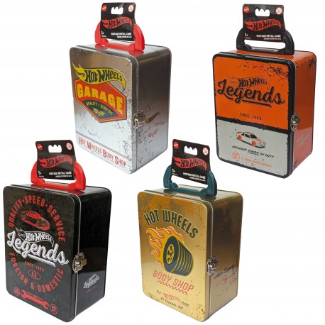 Maletín Metálico Vintage Hot Wheels 4 Modelos Surtidos Capacidad 18 coches
